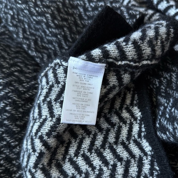 Joie Wool Yak Open Front Black White Cardigan Sweater Size Small - Picture 5 of 7